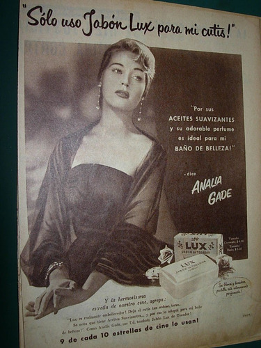 Vintage Clipping Publicidad Analia Gade Jabones Jabon Lux