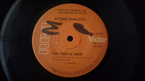 Single Antonio Zabaleta Con Todo Mi Amor Festival De Tokio (Usado)