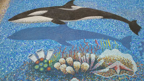 Imagen 8 de 8 de Figura Mosaico Orca Con Bebe De 1.50 Mts. Para Alberca