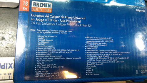 Kit Extractor Caliper De Freno Universal 18 Pzs Bremen Prof Cod. 6431 Dgm