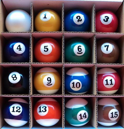 Bolas De Bilhar Numeradas Snooker Sinuca 52mm - 16 Peças