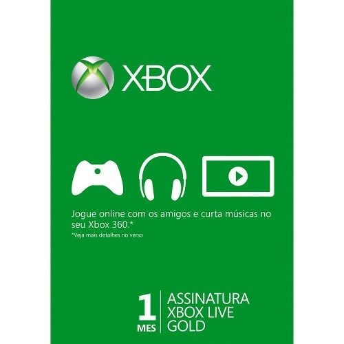Assinatura Xbox Live Card Gold 1 Mês Xbox 360