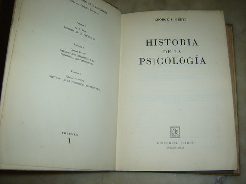 Historia De La Psicología,vol 1 George S. Brett. Paidós 1963