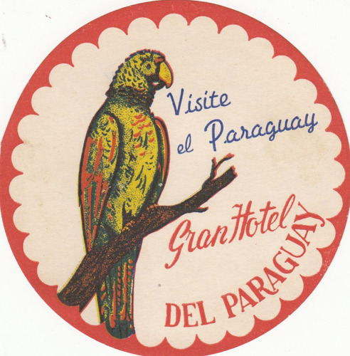 Luggage Antiguo Sticker Gran Hotel Paraguay Guacamayo Raro