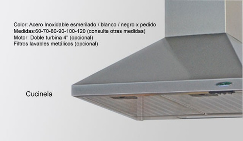 Imagen 2 de 4 de Campana De Cocina Maraldi Cucinela 60 Cm 1 Vel Motor Inox