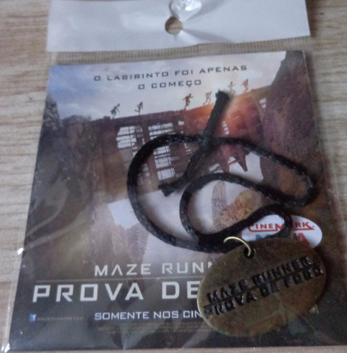 Pingente Colar Filme Maze Runner Prova De Fogo Produto Novo