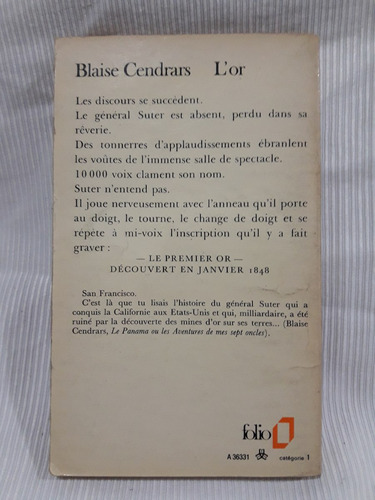 Cendrars L´ Or Blaise Cendrars Denoel Folio En Frances