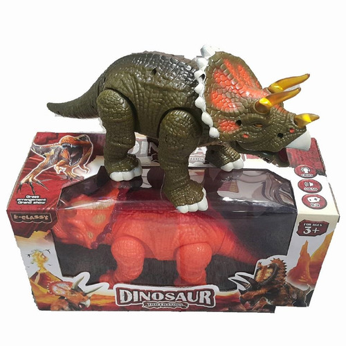 Brinquedo Dinossauro Triceratops Anda, Luzes E Sons 30 Cm