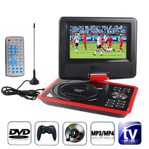 Dvd Portatil Lcd 9,8 Tv Usb Sd Radio Fm Juegos Cargador 12v