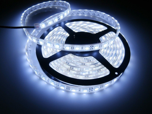 Tira Led 5050 Blanco Frio 5mts + Fuente Siliconadas Exterior