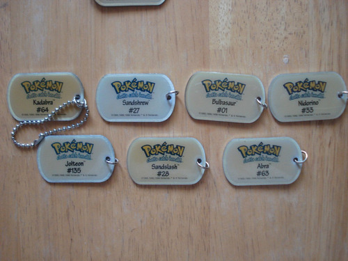 7 Llaveros Placas De Fierro De Pokemon Mide 5 Cms