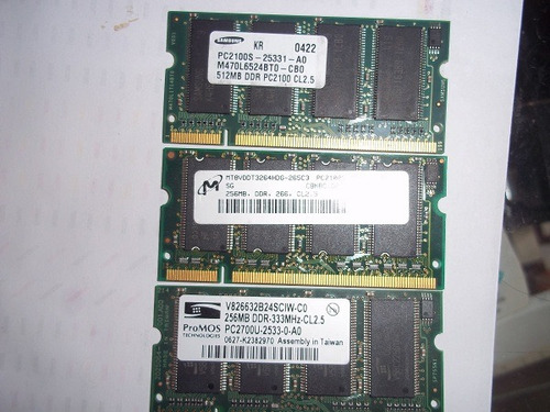 Memoria Ddr 512 Mb, Pc-2700,  333 Mhz, Para Lap