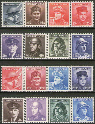 Imagen 1 de 1 de Checoslovaquia Serie Completa Mint X 16 Guerra Soldados 1945