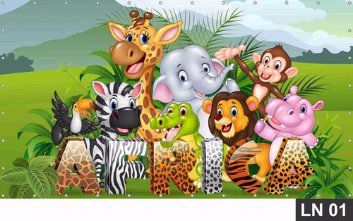 Painel De Festa Aniversário Safari Baby 1,50x1,00m Lona 