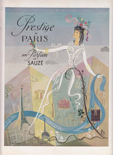 Antigua Hoja Publicidad Perfume Dama Sauze Francia Tolmer