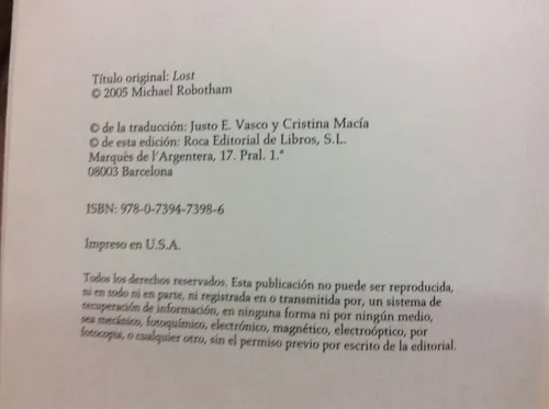 Sin Rastro - Michael Robotham - Ed. Roca - 2005 - Policial (Usado)