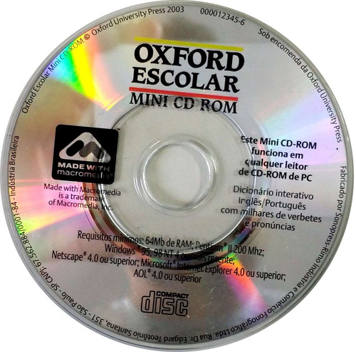 Oxford Dicionário Escolar Bilingue Original (mini Cd-rom)