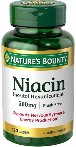 Niacina 500mg 120 Cápsulas (3 Frascos) Nature's Bounty