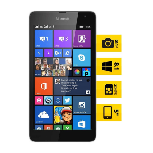 Celular Microsoft Lumia 535 Dual Sim Preto Webfones