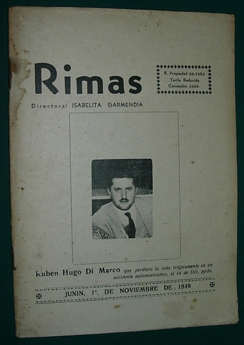 Revista Antigua Rimas 71 Junin Isabel Garmendia 1/11/1949