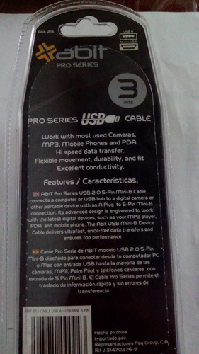 Cable Usb 2.0 Macho A Mini Usb 5pin Abit
