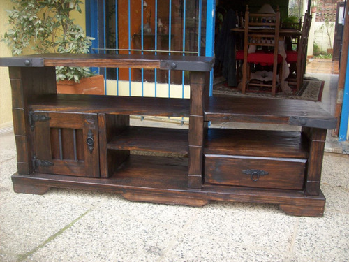 Rack 1 Pta,1 Cajon Y Estantes Madera Maciza Rustico Artesana