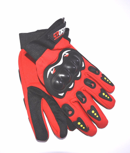 Guantes Para Moto Anti Resbalante Proteccion Le Sak- Rojo