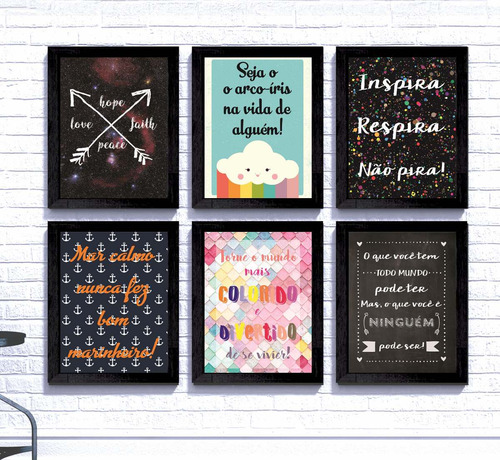 Quadros Moldura Preta Frases Música Ideias Pensamento30x40cm