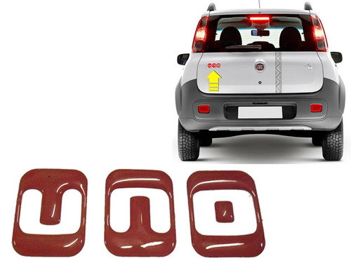 Aplique Vermelho Resinado Emblema Porta Malas Novo Fiat Uno