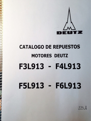 Manual De Repuestos Motor Deutz F3l913 F4l913 F5l913 F6l913