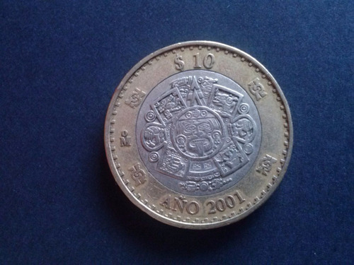 Moneda México 10 Nuevos Pesos Bimetálica 2001 ( A03)