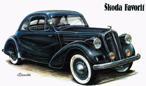 Skoda Favorit 1940 - Autos Antiguos - Lámina 45x30 Cm.