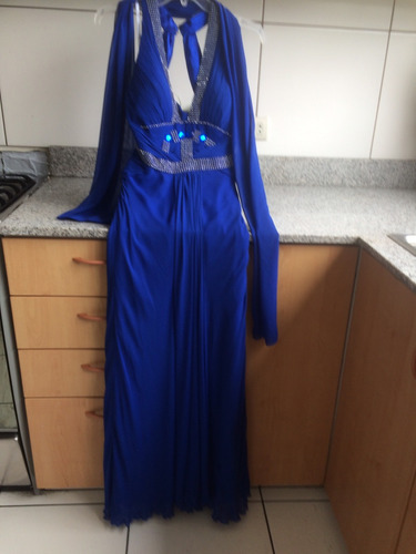 Vestido Azulino De Gaza Talla M Y De Marca Con Strass