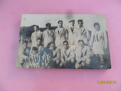 Antigua Foto Equipo Cuadro Futbol Con Saco Escudo Tipo Mural