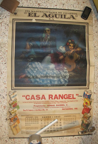 Antiguo Calendario 1947  Helguera, Cigarros El Aguila Raro
