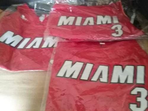 Camiseta Nba Wade Miami Heat Roja Talla L, Xl Y Xxl (grandes
