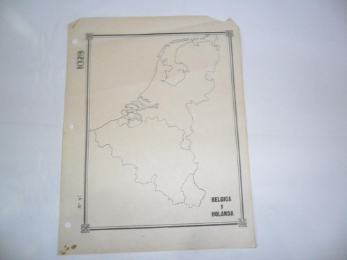 Belgica Holanda Antiguo Mapa Croquis Cartografico Escolar