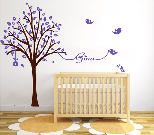 Vinilo Pared Arbol Con Nombre Decoracion Wall Stickers