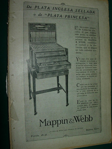 Publicidad Antigua Clipping Mappin & Webb Plateria Inglesa