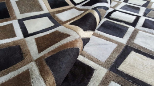 Imagen 6 de 6 de Alfombra Patchwork Cuero Vaca Pelo 1,8x2,4m Multiforma