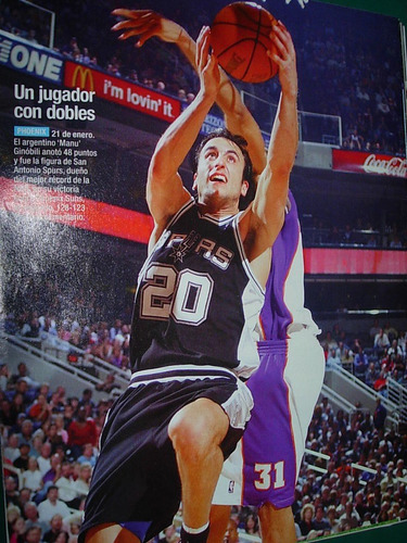 Manu Ginobili Basquet San Antonio Spurs Nba Clipping 1 Pg.