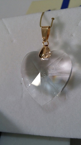 Imagem 2 de 5 de Pingente Cristal Swarovski Coração 2,8 Cm Folheado A Ouro