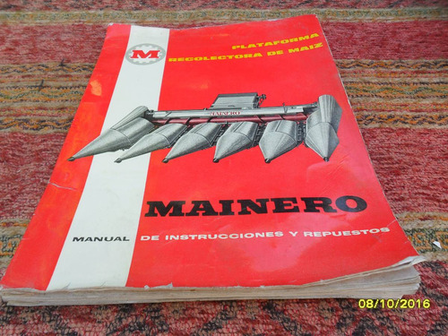 Antiguo Manual Instrucciones Repuestos Cosechadora Mainero