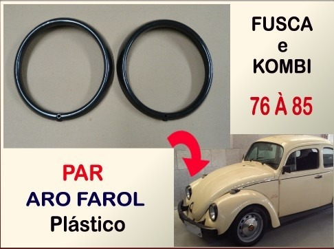 Aro Farol Fusca E Kombi 1976 A 1985 Plástico Preto Par