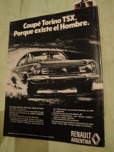 Publicidad Torino Coupe Tsx Año 1978