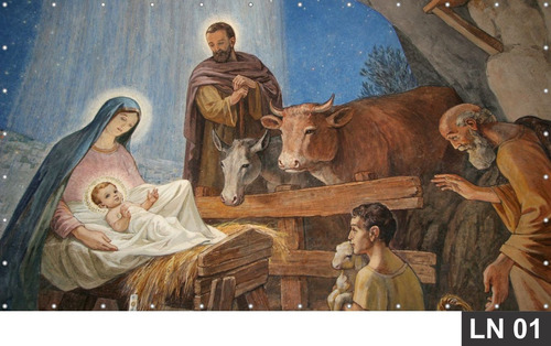 Painel De Festa Natal Presépio Cristo 3,00x1,40m Lona