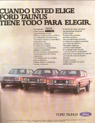 Antigua Publicidad  Ford Taunos