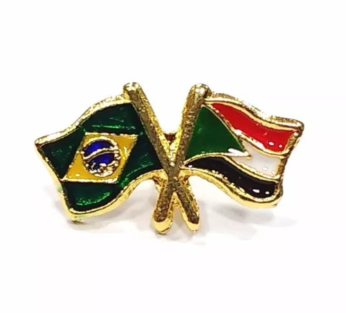 Bótom Pim Broche Bandeira Brasil X Sudão Folheado A Ouro