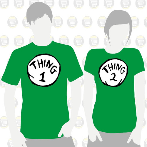 Camisetas Estampadas X2 Novios Parejas Amor Thing 1 Thing 2