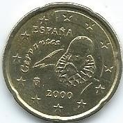 Moneda  De  España  20  Cent  De  Euro  2.000  Excelente  ++